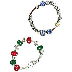 Set of Two Bead Charm Bracelets
